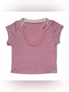 Soft Pink Ribbed Scoop-Neck Crop Top